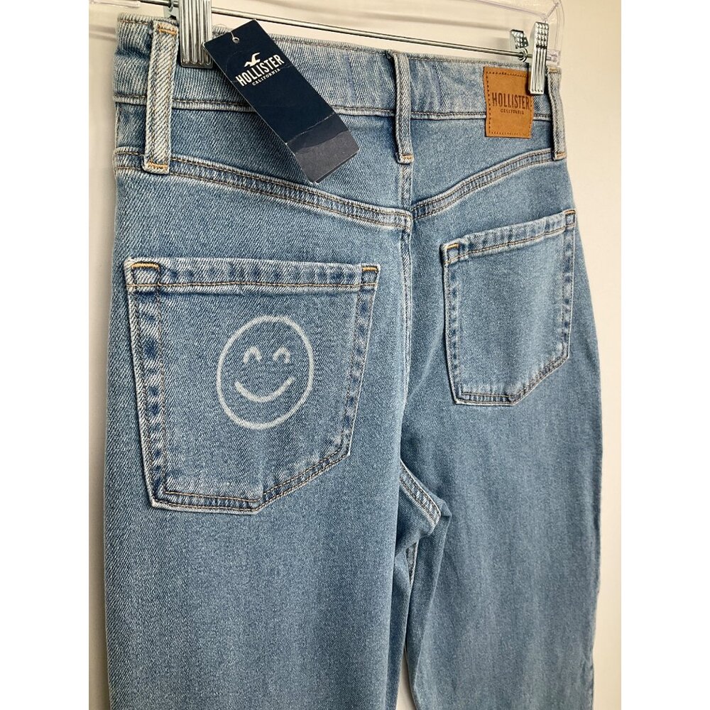 Hollister size 2R 26W NEW Ultra High-rise Dad Jeans Smiley Faces - Picture 9 of 11